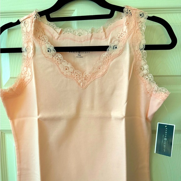 Karen Scott Lace Trim Tee - Petite Medium - Picture 4 of 5
